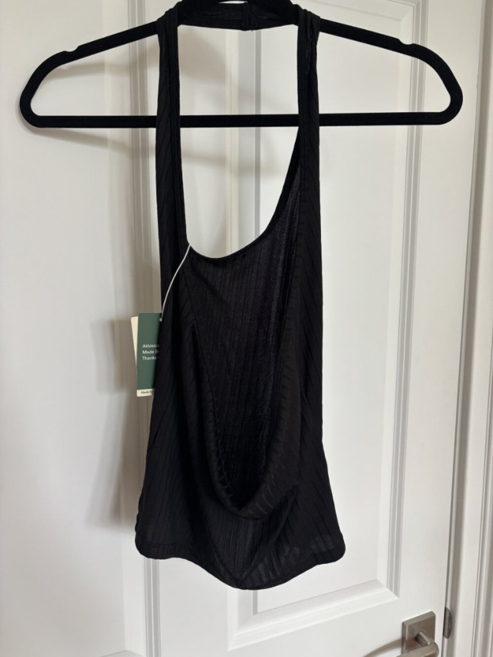 NWT Halara Black Ribbed Racerback Tank Top, Fits S/M - Picture 2 of 4